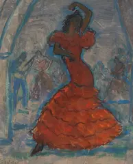 Paul Scorţescu, Flamenco, 1958, guașă pe hârtie