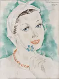 Tache (Cristian) Soroceanu, Ochi albaştri, 1937, pastel și creion pe hârtie