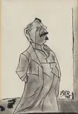 Iosif Iser, Portretul lui Mihail Dragomirescu, 1908, tuş şi acuarelă pe hârtie