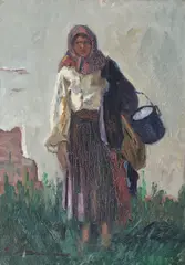 Țărăncuță by Grigore Manea, ulei pe pânză, sold Sep 2019