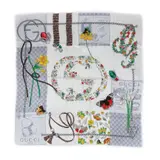 Gucci, Eșarfă Gucci decorată cu motive florale și fluturi, din mătase naturală, provine din colecția creatoarei de modă Romaniței Iovan