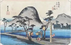 Ando Utagawa Hiroshige, Drumul Nawate de la Hiratsuka, (din seria ”Cele 53 de stații pe Tōkaidō), cca. 1833, xilogravură nishiki-e