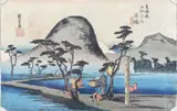 Ando Utagawa Hiroshige, Drumul Nawate de la Hiratsuka, (din seria ”Cele 53 de stații pe Tōkaidō), cca. 1833, xilogravură nishiki-e