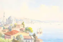 Seriff Renkgörür, Vedere pe Bosfor, 1936, acuarelă pe hârtie