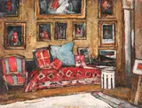 Interior din strada Zambaccian by Gheorghe Petrașcu, a doua jumătate a anilor '30, ulei pe carton, sold Jun 2019