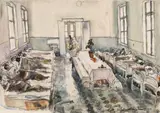 Internat by Rudolf Schweitzer–Cumpăna, acuarelă şi creion pe carton subţire, sold Jun 2019