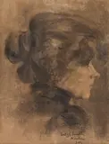 Gheorghe Ioanid, Eleganță, cărbune pe hârtie lipită pe carton