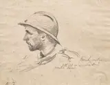 Sabin Popp, Soldat la Cașin, 1917, cărbune pe hârtie