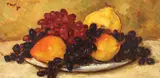 Struguri și pere by Nicolae Tonitza, cca. 1925, ulei pe carton, sold Jun 2019