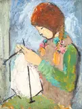 Seară de iarnă by Alexandru Ciucurencu, 1945-1950, ulei pe carton, sold Jun 2019