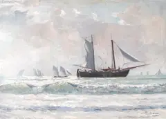Dimitrie Știubei, Corăbii, 1926, ulei pe pânză