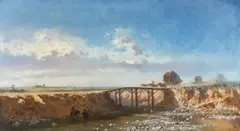 Henri Trenk, Podeț peste râul Buzău, 1874, ulei pe lemn