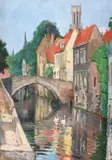 Vedere din Bruges by Constantin Isachie Popescu, 1923, ulei pe carton, sold Jun 2019