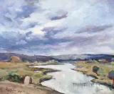 Crepuscul by Adam Bălţatu, 1918, ulei pe carton, sold Jun 2019