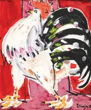 Cocoș by Constantin Piliuță, ulei pe pânză, sold Jun 2019