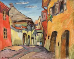 Gabriel Ştefănescu Arephy, Stradă în Sighișoara, ulei pe carton