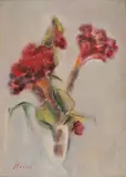 Flori roșii by Margareta Sterian, ulei pe pfl, sold Jun 2019