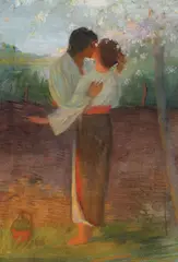 Idilă by Leon Biju, ulei pe pânză, sold Jun 2019