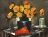 Francisc Șirato, Natură statică cu crăițe și carte roșie, 1943-1946, ulei pe carton