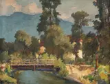 Podeț la Olănești by Stefan Popescu, mijlocul anilor '20, ulei pe pânză, sold Jun 2019
