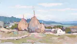Căpițe la Văratec by Adam Bălţatu, 1973, ulei pe lemn, sold Jun 2019