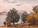 Samuel Mützner, Pe malul lacului Cernica, ulei pe carton