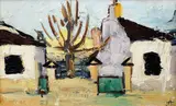 Peisaj cu case by Alexandru Ciucurencu, ulei pe carton, sold Jun 2019