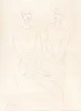 Surorile by Idel Ianchelevici, 1962, tuş pe hârtie, offered Jun 2019