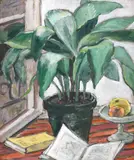 Natură statică cu crinul păcii by Theodor Pallady, 1928-1929, ulei pe carton, offered Jun 2019