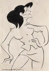 Stela Popescu by Ion Valentin Anestin, tuș pe hârtie, sold Jun 2019