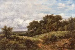 Peisaj de vară by Henry Maidment, ulei pe pânză, sold May 2019