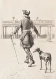 Georg Schöbel, Frederic cel Mare la Sanssouci, creion pe hârtie