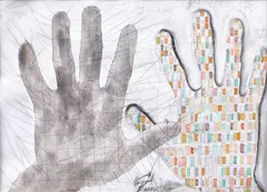 Human Hands by Paul Neagu, 1973, acuarelă, cărbune și creion pe hârtie, sold May 2019
