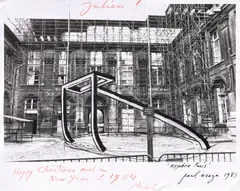 Hyphen by Paul Neagu, 1983, intervențiii de tempera și tuș pe fotografie, offered May 2019