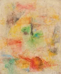 Gheorghe Iacob, Abstract, 2015, acuarelă, creioane colorate și accente de guașă pe carton