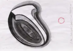 Reversible Hyphen by Paul Neagu, 1997, acuarelă, cărbune și creion pe hârtie, sold May 2019