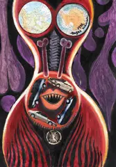Eugen Craciun, Mașinism tragic, 1996, ulei pe carton