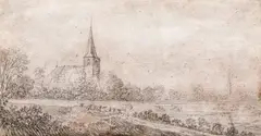 Jan van de Velde, Peisaj din Țările de Jos, creion pe hârtie