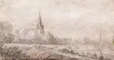 Jan van de Velde, Peisaj din Țările de Jos, creion pe hârtie