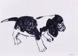 Vladimír Setran, Portret de câine (Basset Hound), tuș pe hârtie