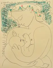 Maternitate by Pablo Picasso, 1963, cromolitografie offset, sold May 2019