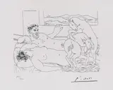 Repaosul sculptorului by Pablo Picasso, litografie, sold May 2019