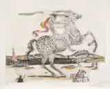 Cavalerii curajoși by Salvador Dalí, acvaforte în culori, sold May 2019