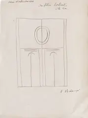 Constantin Brancusi, Coloana Sărutului, tuș pe hârtie