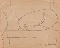 Constantin Brancusi, Tête du premier pas, tuș pe hârtie