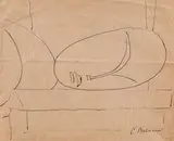 Constantin Brancusi, Tête du premier pas, tuș pe hârtie