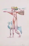 Zain by Jules Perahim, creioane colorate pe hârtie, offered May 2019