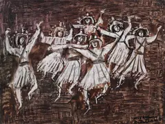 Magdalena Rădulescu, Dansul magic, tempera pe carton subțire