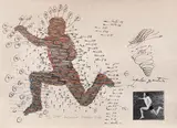 Jump by Paul Neagu, 1977, litografie colorată manual, acuarelă şi colaj fotografic, sold Apr 2019