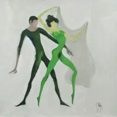 Dans by Constantin Piliuță, 1990, ulei pe pânză, sold Apr 2019